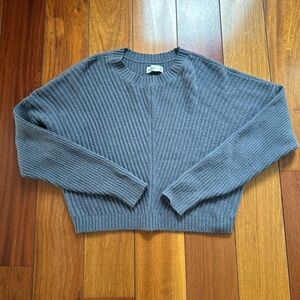 Grayish Blue Ribbed Sweater